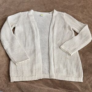 Crazy 8 Girls Cream Beige Knit Cardigan with Gold Threading Accents